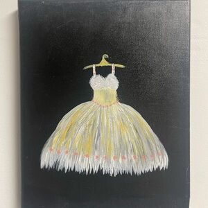 Original Acrylic Ballet Dress Painting on Black Canvas